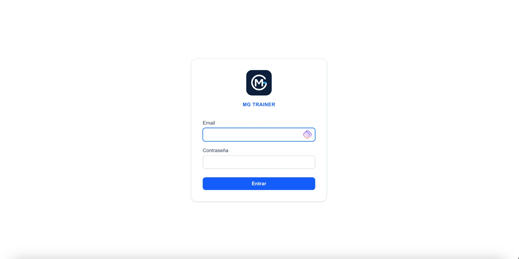 Captura de App de entrenador personal